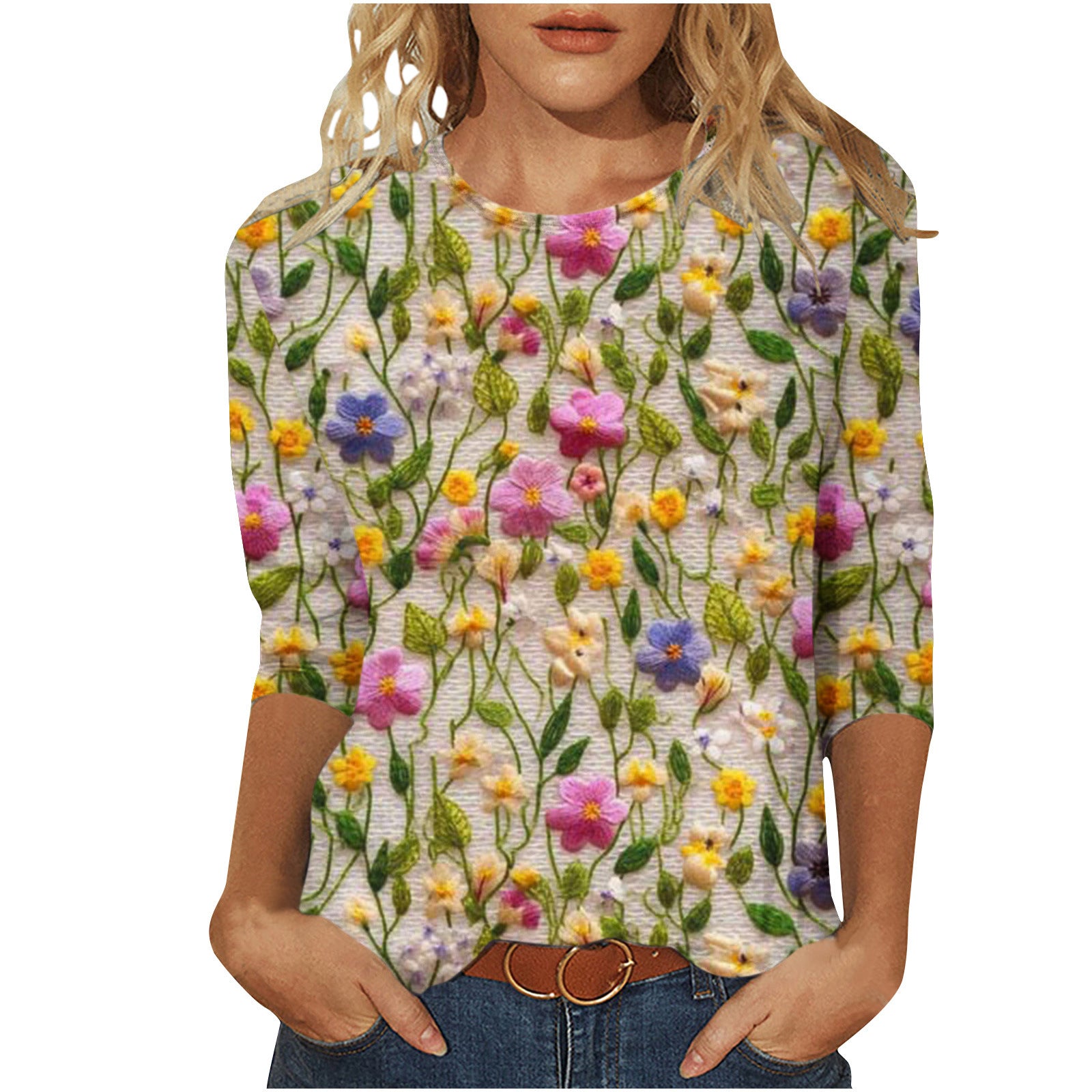 Rosie Fairbank | T-shirt z kwiatowym nadrukiem 3D
