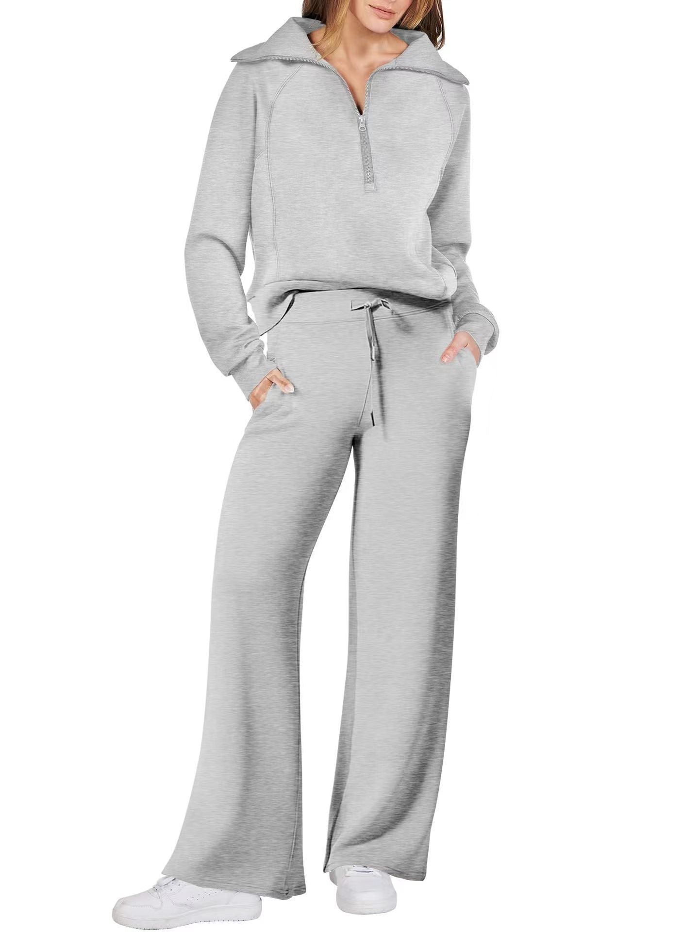Emma Jones | Half-Zip Ribbed Loungewear Set