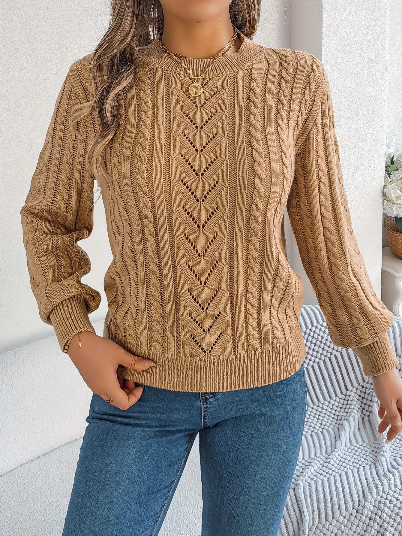 Eleanor Davies | Cable-Knit Textured Sweater
