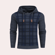 Barnaby Hollis | Checkered Knit Hoodie With Drawstring Hood