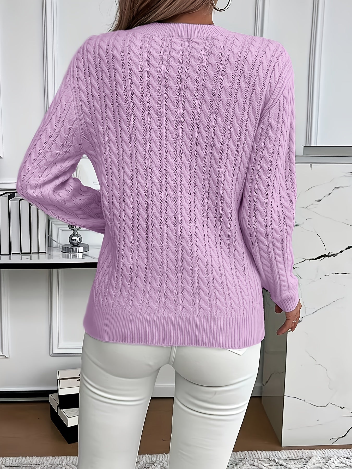Lorelei Clarke | Pull à col rond en maille torsadée couleur menthe