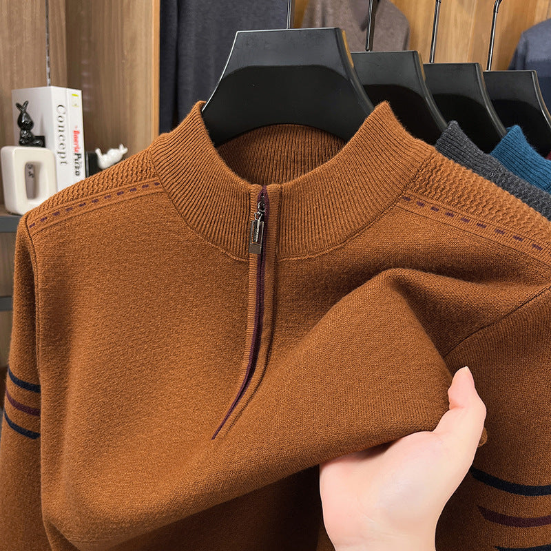 Michael Boswell | Pull à col roulé en maille épaisse et demi-zip