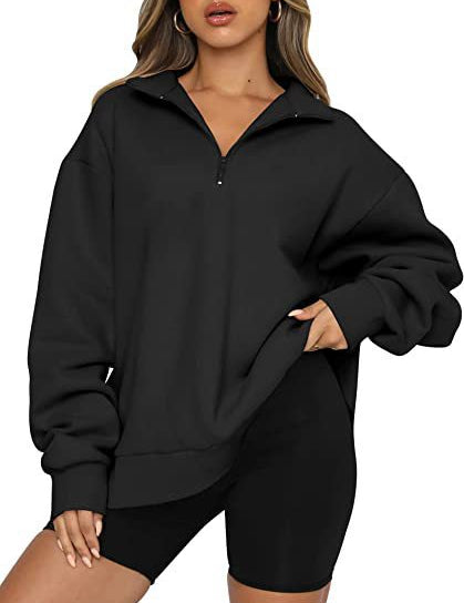 Harriet Fenwick | Oversized Blue Zip-Neck Sweatshirt