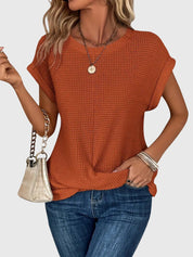Marina Ashcombe | Waffle Knit Blouse With Crew Neck
