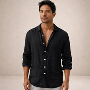 Matteo Villanueva | Men's Linen Button-Down Shirt in Blush Pink
