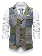 Clarence Whitby | Patchwork Tweed Waistcoat with Herringbone Detail