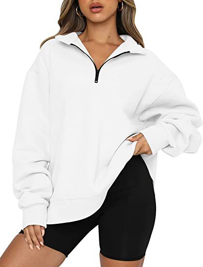 Harriet Fenwick | Oversized Blue Zip-Neck Sweatshirt