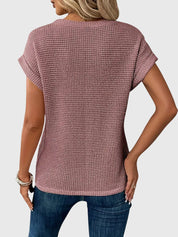 Marina Ashcombe | Waffle Knit Blouse With Crew Neck