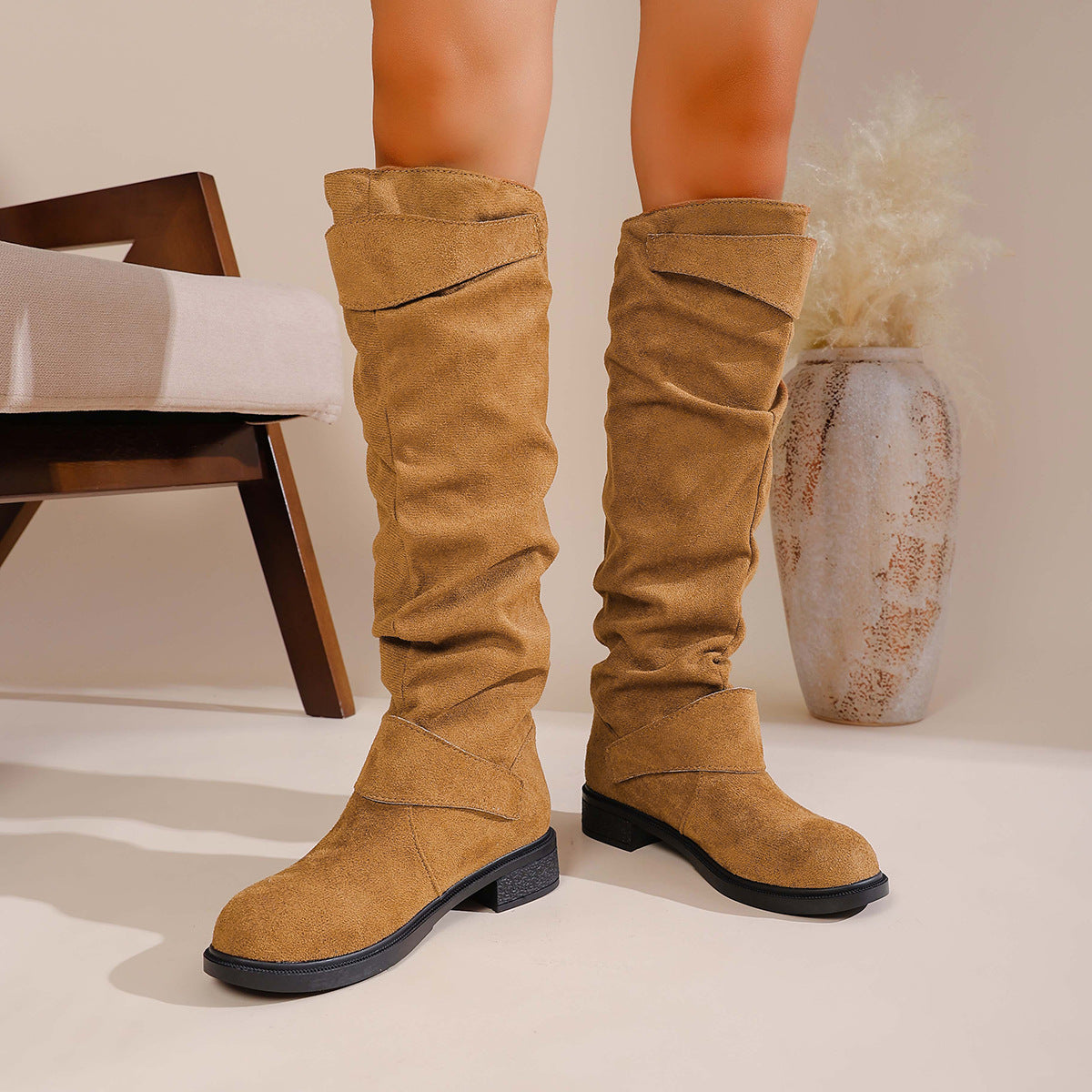 Charlotte Evans | Bottes western plissées montantes