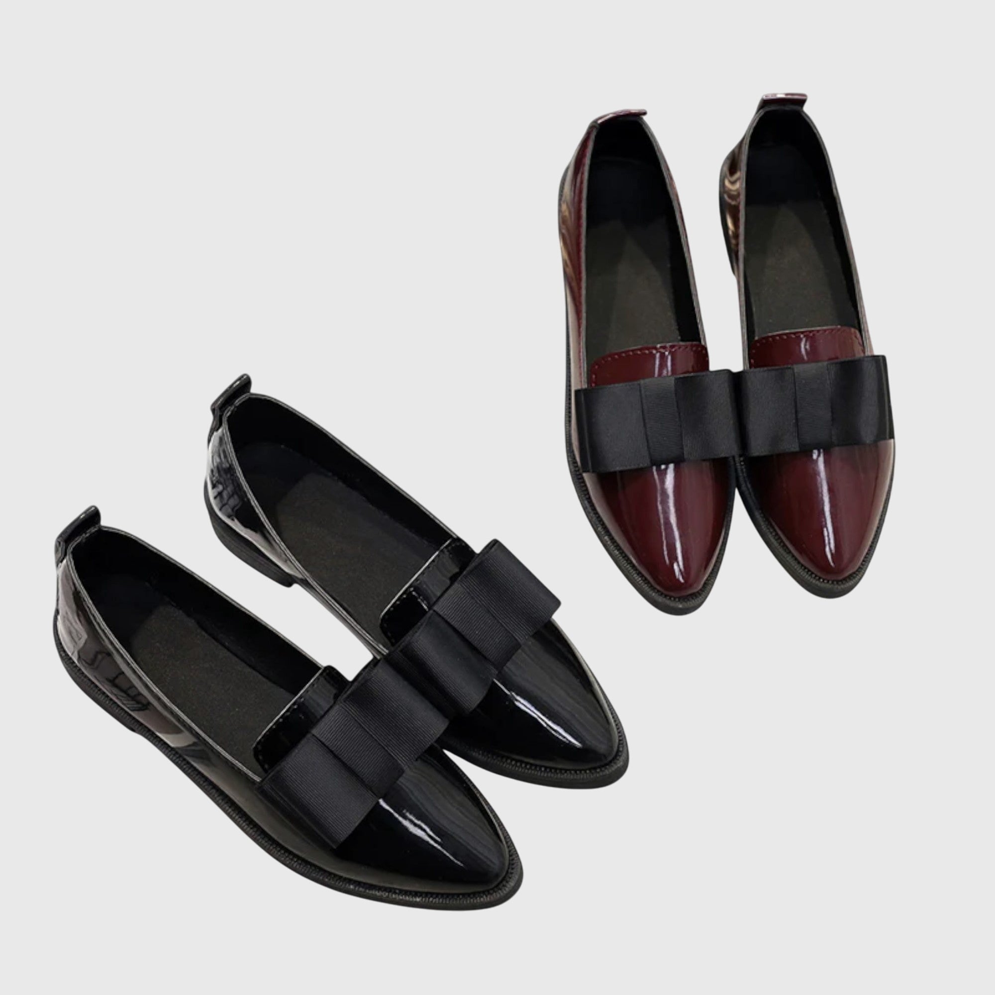 Margot Ashcombe | Patent Leather Loafers With Bow Detail