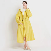 Poppy Evans | Imperméable mi-long à capuche pour femme, jaune soleil