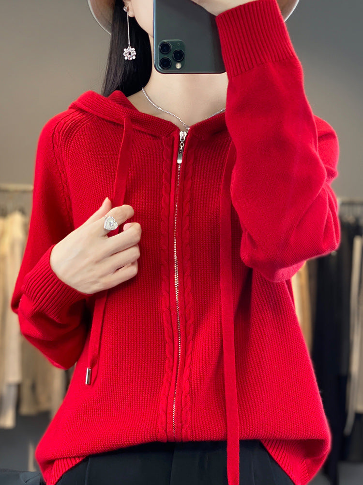 Georgina Wright | Zip-Up Knit Hoodie Cardigan