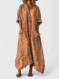 Solène Marchand | Boho Printed Oversized Maxi Dress with Pockets