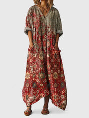 Solène Marchand | Boho Printed Oversized Maxi Dress with Pockets