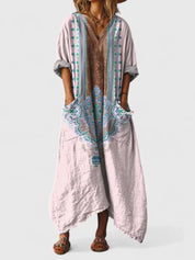 Solène Marchand | Boho Printed Oversized Maxi Dress with Pockets