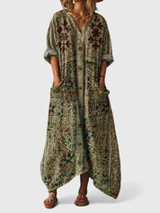Solène Marchand | Boho Printed Oversized Maxi Dress with Pockets
