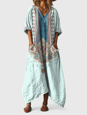 Solène Marchand | Boho Printed Oversized Maxi Dress with Pockets