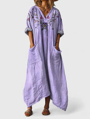 Solène Marchand | Boho Printed Oversized Maxi Dress with Pockets