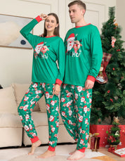 Holly | Pyjamas de Noël Vert à imprimé Père Noël et rennes pour homme et femme / unisexes