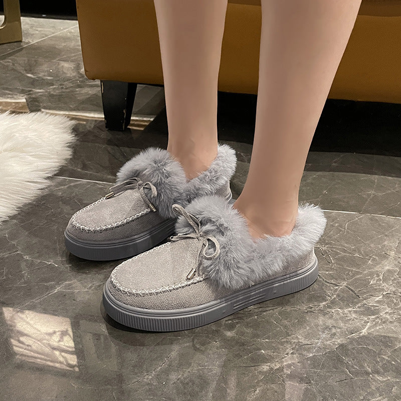 Georgia Sinclair | Fluffy Fur-Trim Moccasin Slippers
