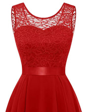 Ophelia Renard | Asymmetrical High-Low Evening Dress in Burgundy Lace