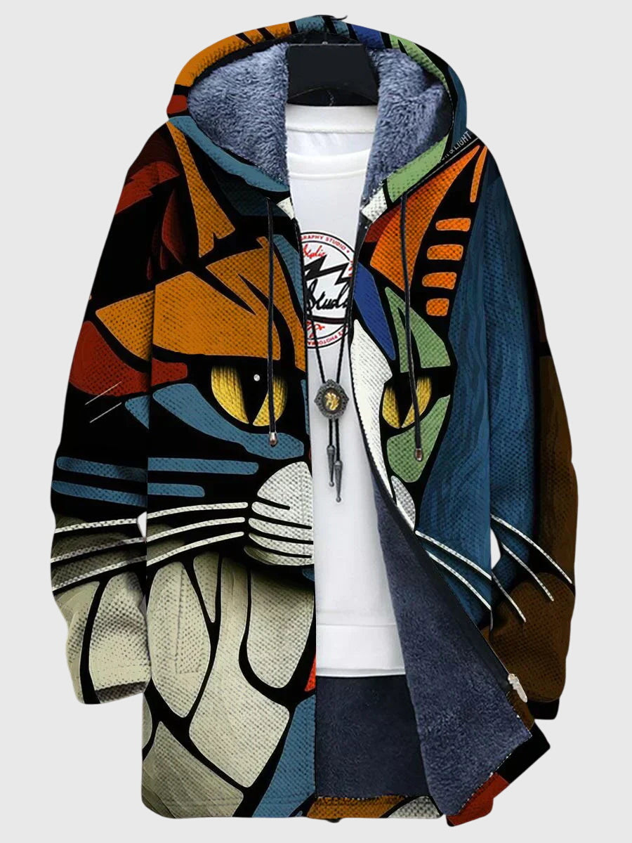 Rowan Hastings | Veste pour homme à imprimé artistique et capuche doublée en polaire