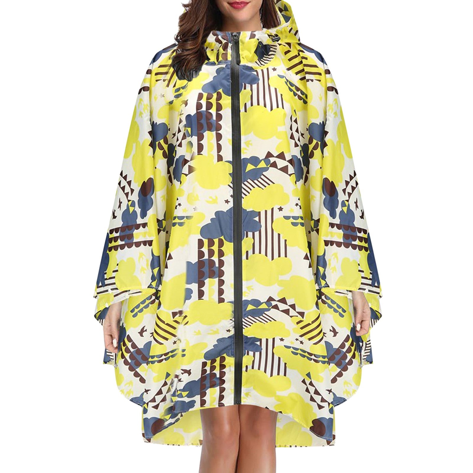 Cecily Turner | Printed Hooded Rain Poncho | Waterproof Statement Coat