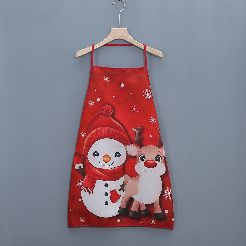 Vianočná zástera Winter Snug s červeným snehuliakom a sobom