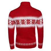 Yule Log | Pull de Noël à motif jacquard flocons de neige rouge pour hommes