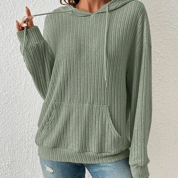 Clara Ashgrove | Ribbed Knit Hoodie With Drawstring Hood For Women