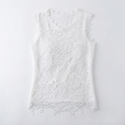 Cecilia Thompson | White Floral Lace Tank Top with Scalloped Edge