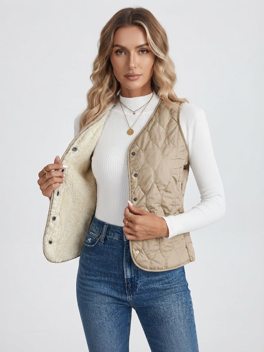 Cecily Davies | Quilted Faux Fur Lined Puffer Vest