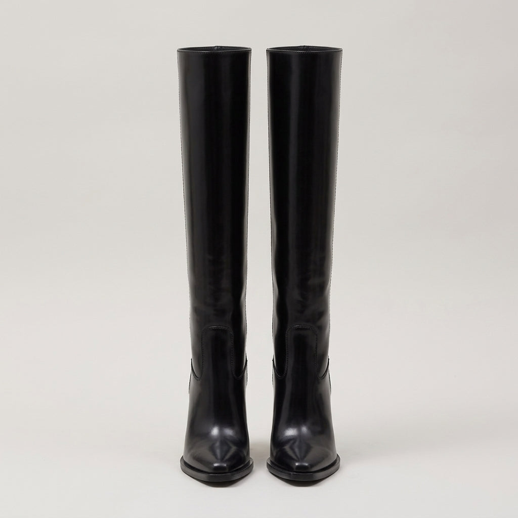 Cecily Vert | Bottes montantes à bout carré et talon épais