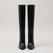 Cecily Vert | Bottes montantes à bout carré et talon épais