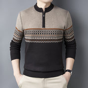 Edwin Marlowe | Pull en maille jacquard Fair Isle à demi-zip