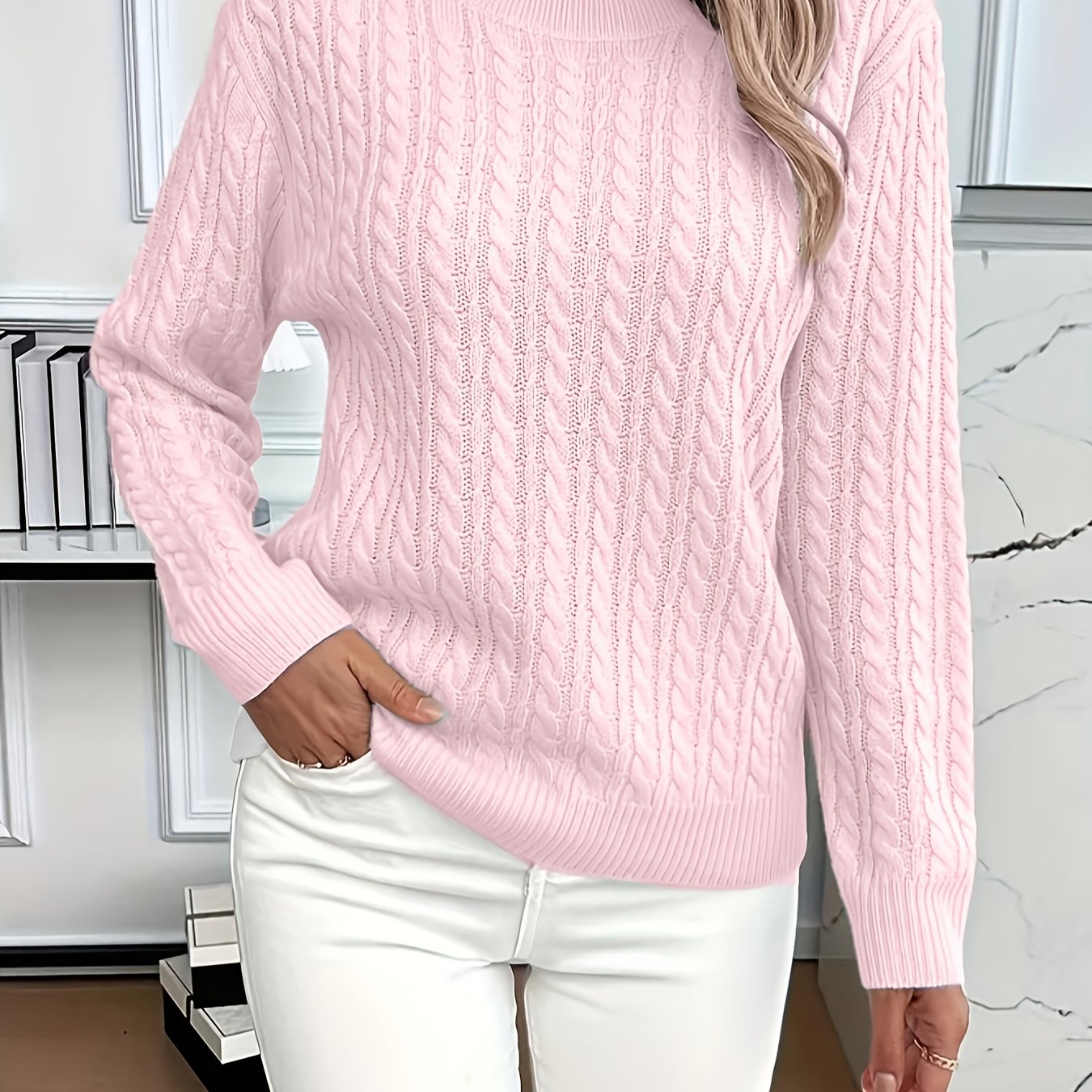 Lorelei Clarke | Pull à col rond en maille torsadée couleur menthe