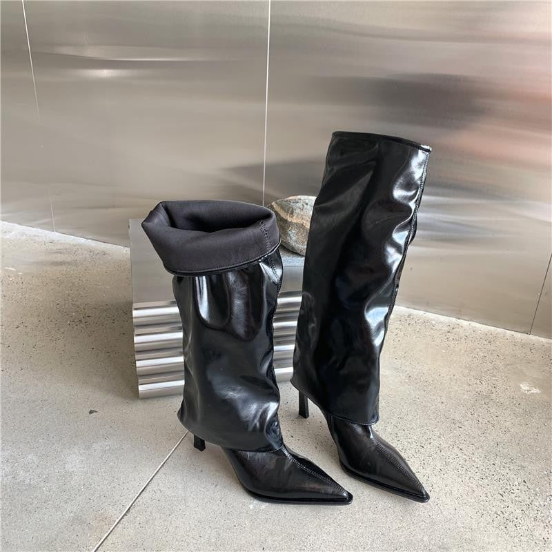 Millicent Hall | Bottes montantes à talon aiguille vernies