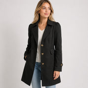 Charlotte Wren | Tailored Trench Coat in Stone - Black