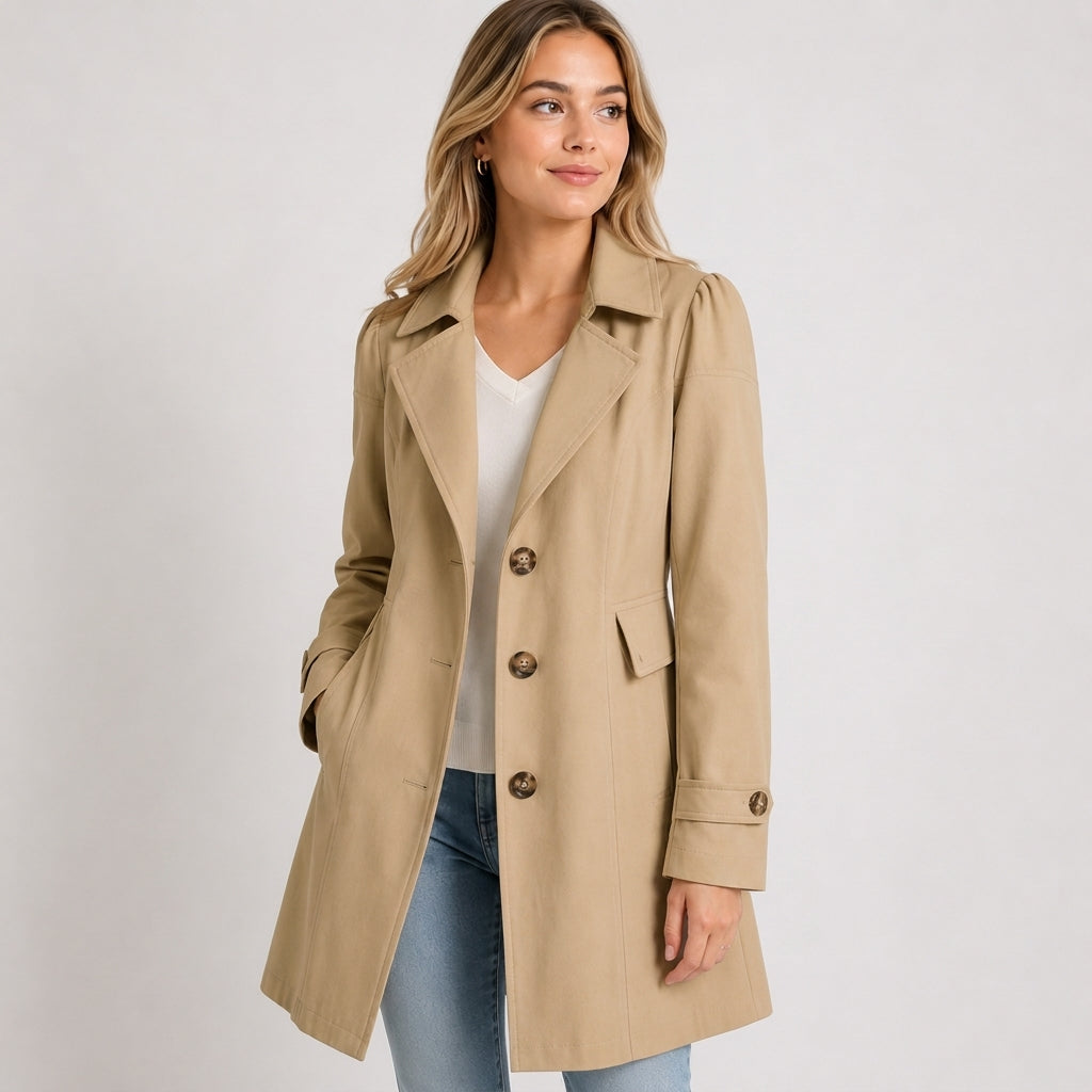 Charlotte Wren | Tailored Trench Coat in Stone - Khaki