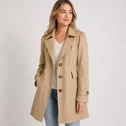 Charlotte Wren | Tailored Trench Coat in Stone - Khaki