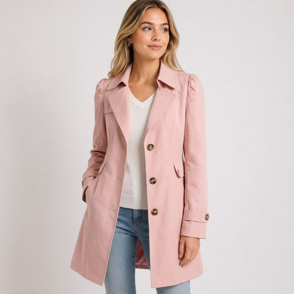 Charlotte Wren | Tailored Trench Coat in Stone - Pink
