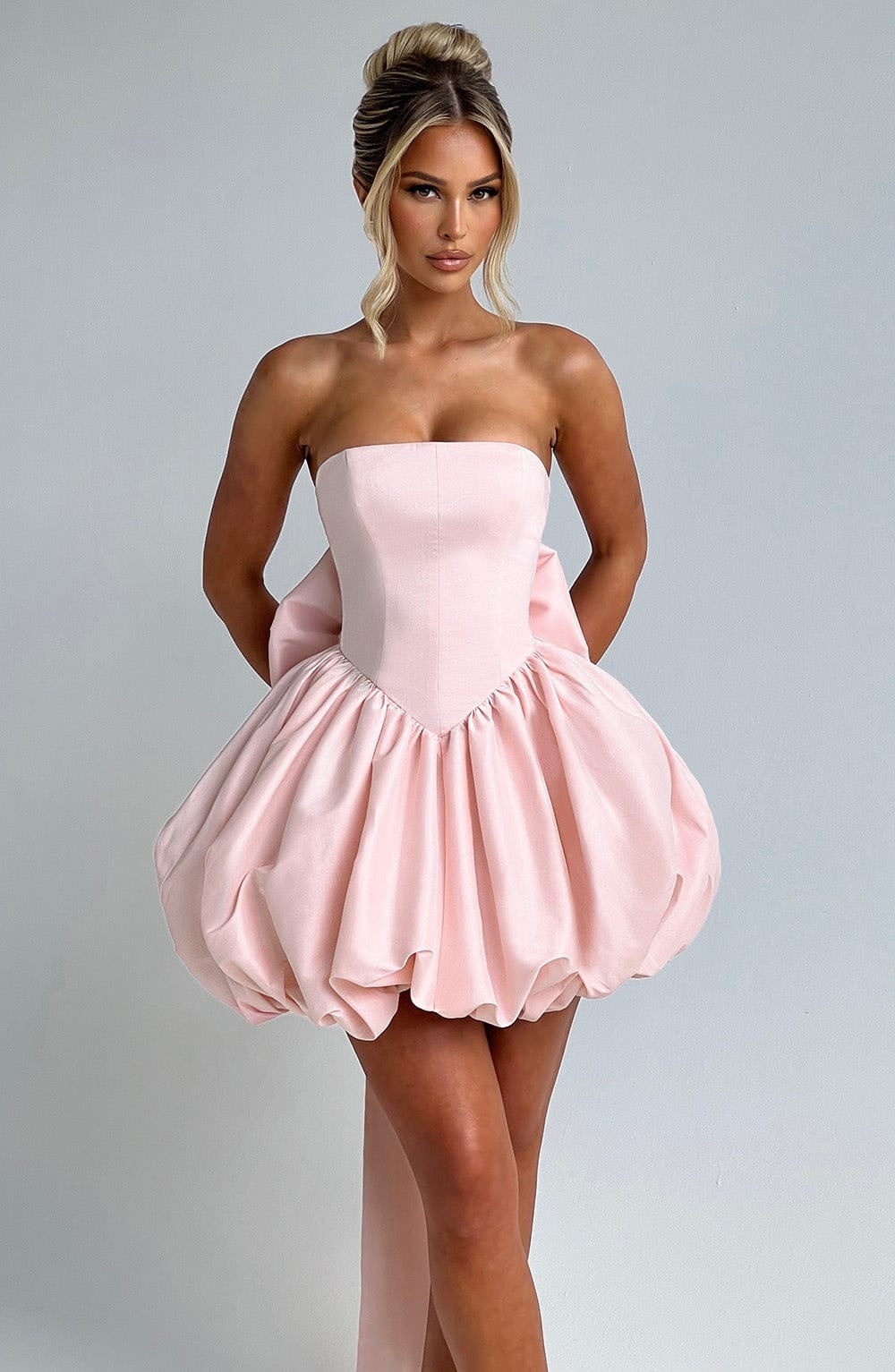 Arabella Finch | Cocktail Satin Mini Dress with Bubble Skirt