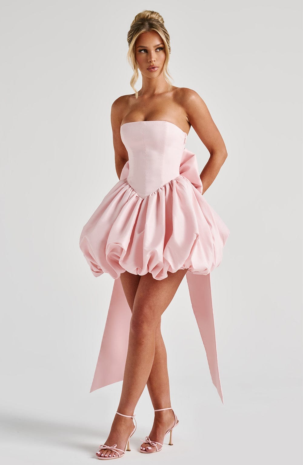 Arabella Finch | Cocktail Satin Mini Dress with Bubble Skirt