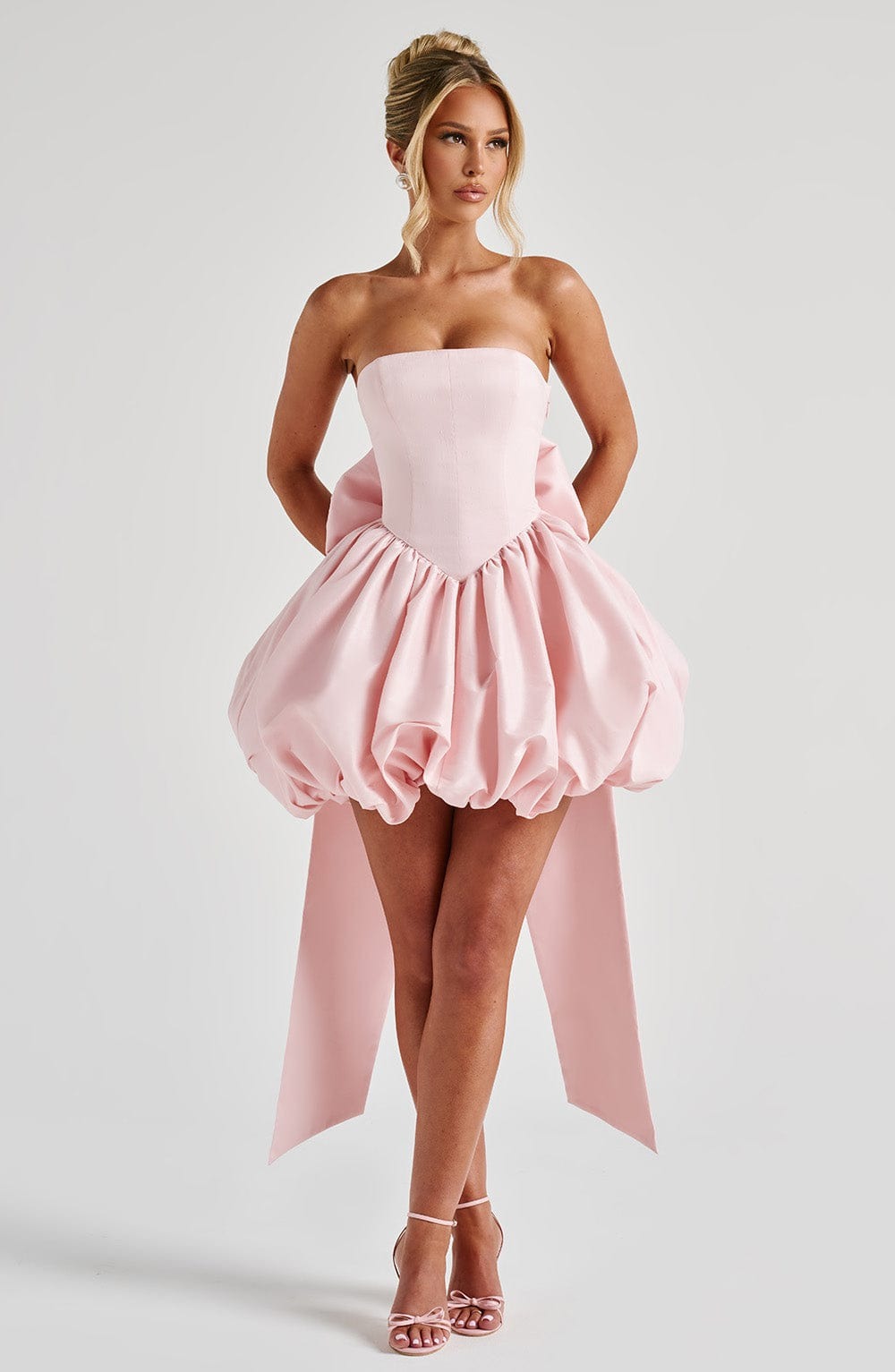 Arabella Finch | Cocktail Satin Mini Dress with Bubble Skirt