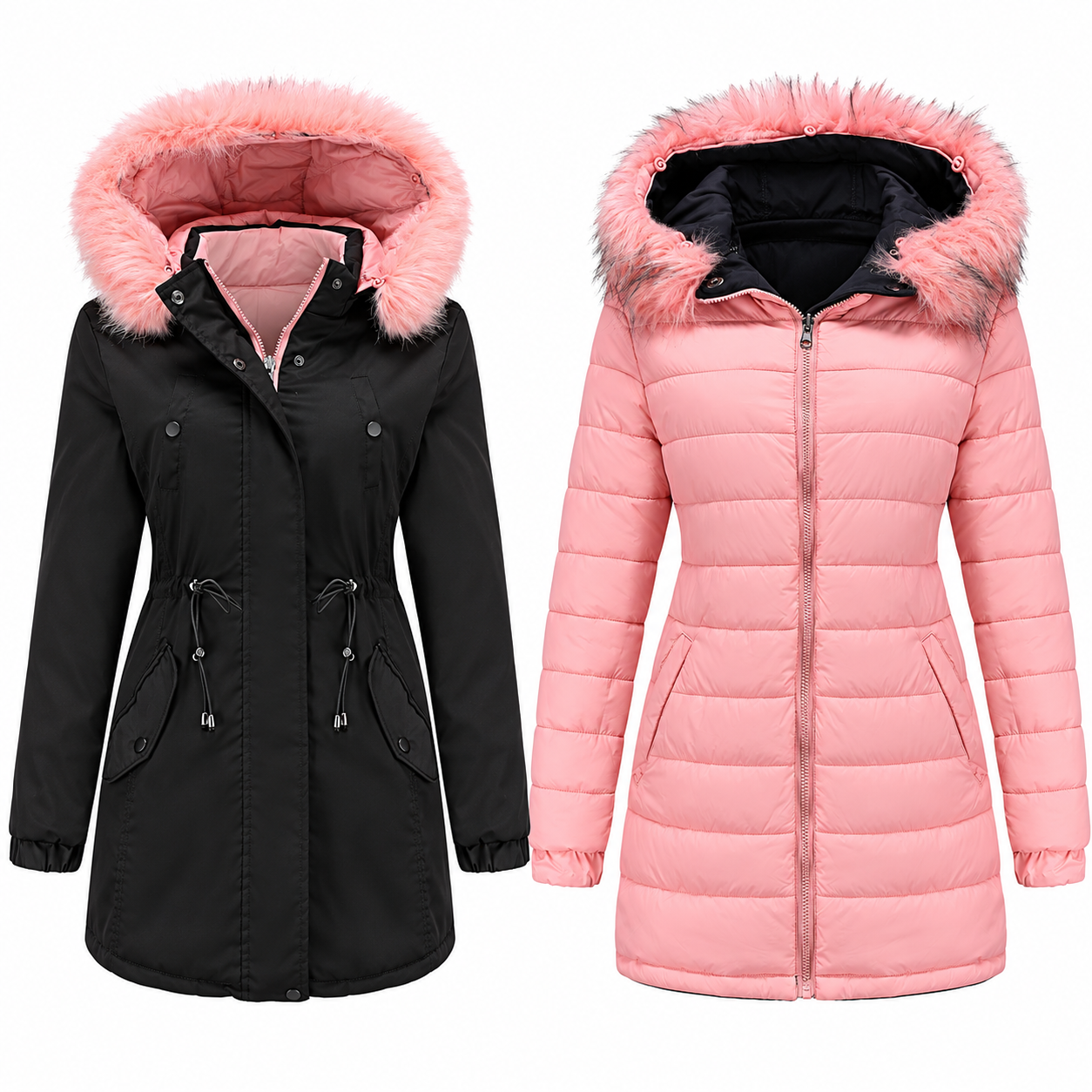 Clementine Sherwood | Parka réversible à capuche et bordure en fourrure