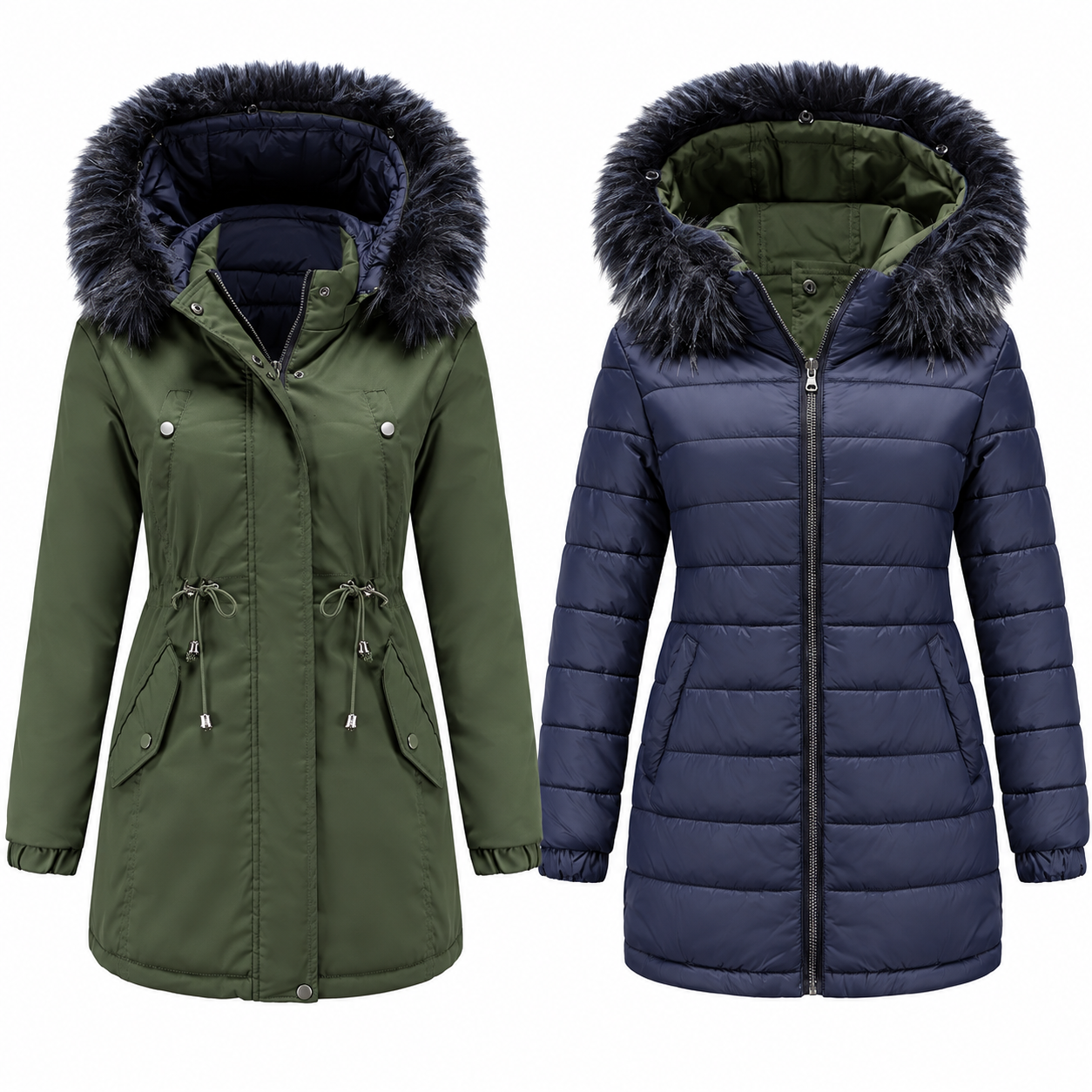 Clementine Sherwood | Parka réversible à capuche et bordure en fourrure