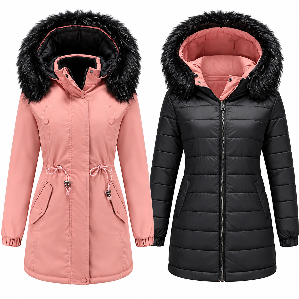 Clementine Sherwood | Parka réversible à capuche et bordure en fourrure