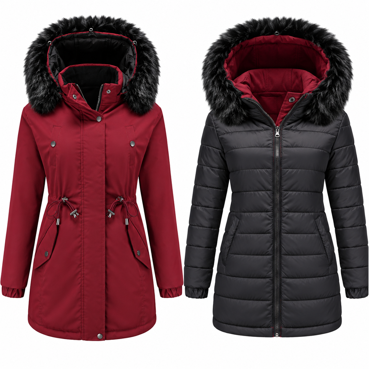 Clementine Sherwood | Parka réversible à capuche et bordure en fourrure