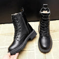 Harriet Stone | Black Lace-Up Combat Boot with Cosy Faux-Fur Lining