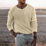 Rhys Cooper | Relaxed V-Neck Waffle Knit Jumper